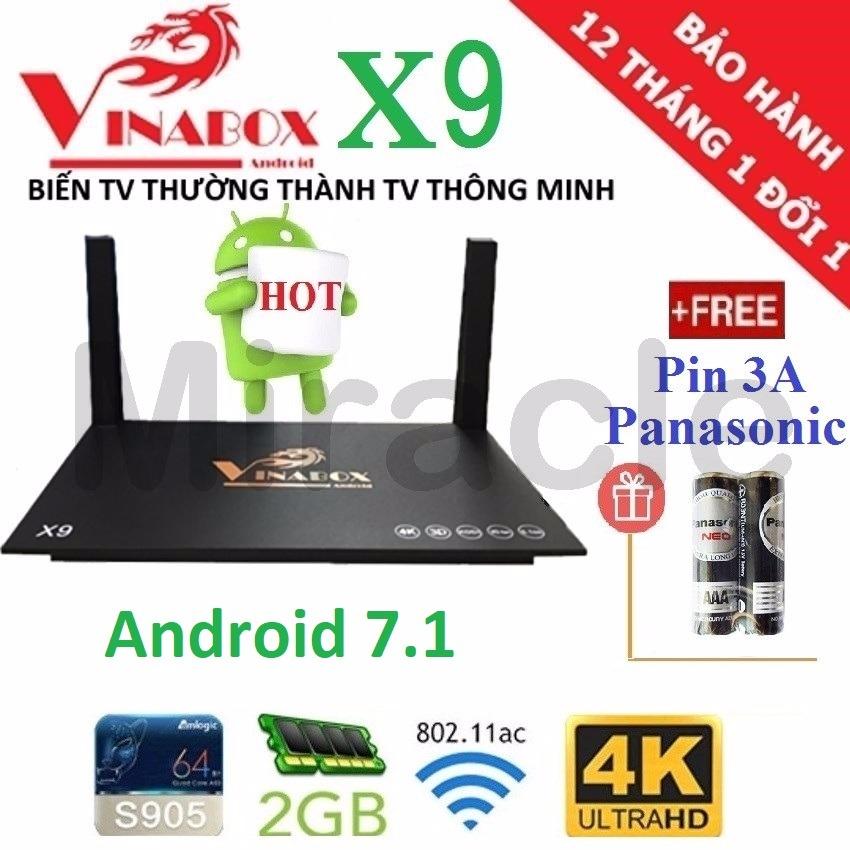 Android tivi box vinabox x9 + tặng tài khoản vip và cặp pin 3a panasonic - phân phối bởi miracles company