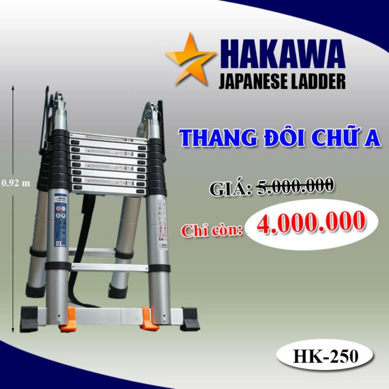 [HAKAWA] Thang nhom rut doi chu a HAKAWA JAPAN HK250 2m5  - Dành cho thợ chuyên nghiệp (duỗi thẳng 5 mét, gập chữ A 2 mét 5)