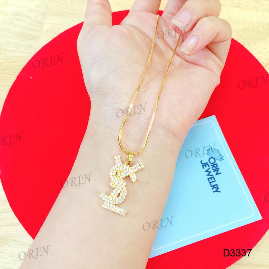 Dây chuyền mạ vàng cao cấp dạng mì mặt chữ YS và chữ L đính đá thời trang ORIN AL D3337