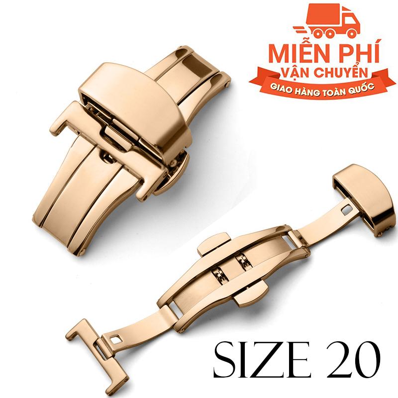 Khóa bướm thép không gỉ dùng cho dây da SIZE 20mm (rose)