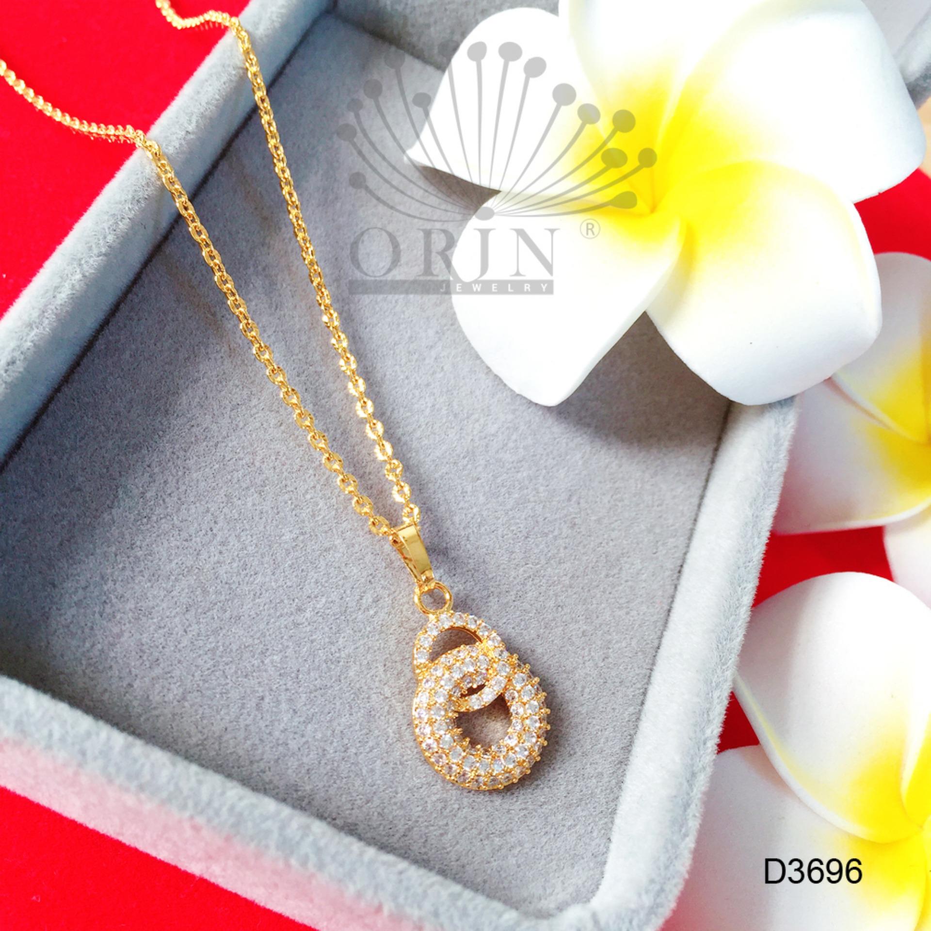 Dây chuyền mặt vòng tròn đôi đính đá cao cấp Orin D3696 thời thượng