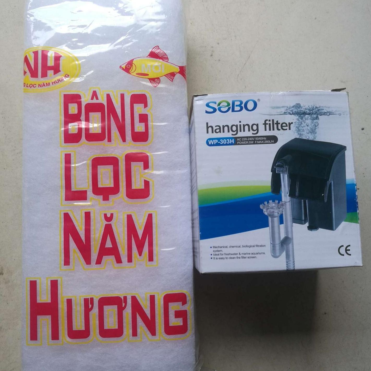 Máy lọc thác hồ cá sebo wp-303h và bông lọc