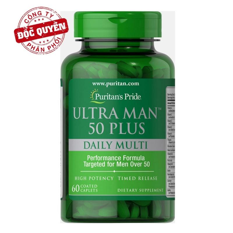 Vitamin đa sinh tố Dinh dưỡng tăng cường sức khỏe cho nam giới (HSD 30/01/2023) trên 50 tuổi Vitamin và khoáng chất tổng hợp Puritans Pride Ultra Man 50 Plus Daily Multi 60 viên