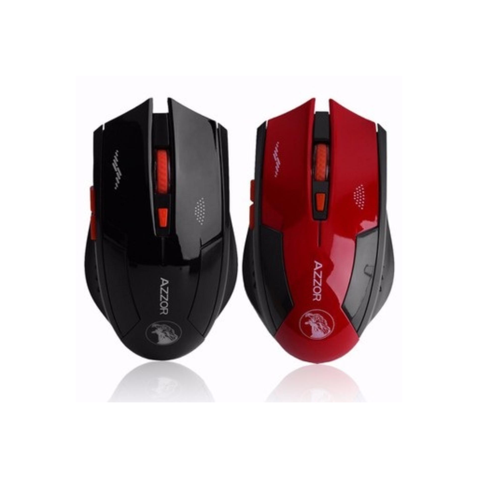 Chuột không dây dùng pin sạc AZZOR (Đen) Tặng Mousepad