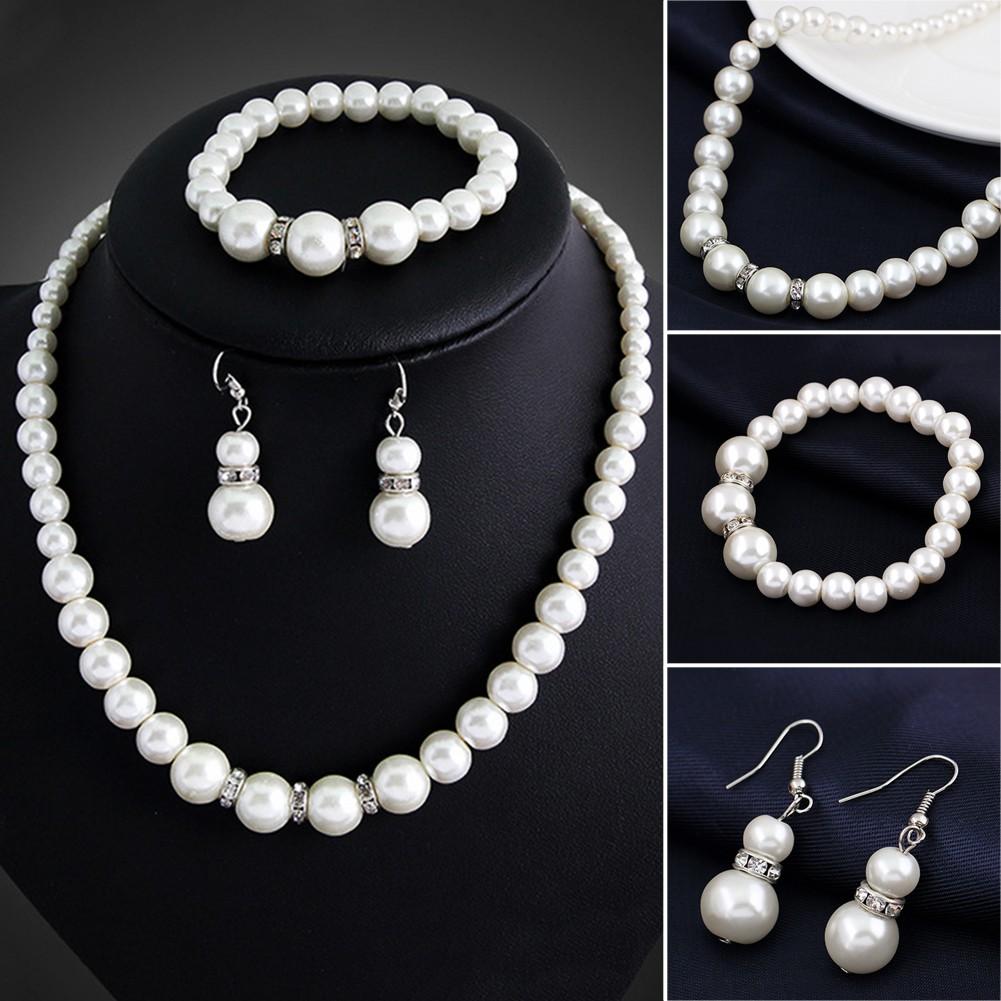 [HCM]Combo 3 Món Trang Sức Dây Chuyền Vòng Tay và Hoa Tai Ngọc Trai  Sang Trọng