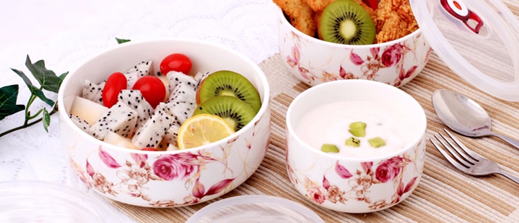 Kết quả hình ảnh cho Bộ 3 bát sứ có nắp hút chân không cao cấp