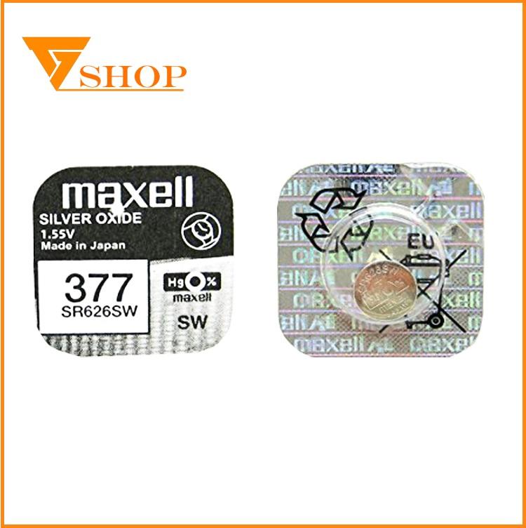 1 vỉ pin đồng hồ sr626sw maxell 1.55v, pin 377