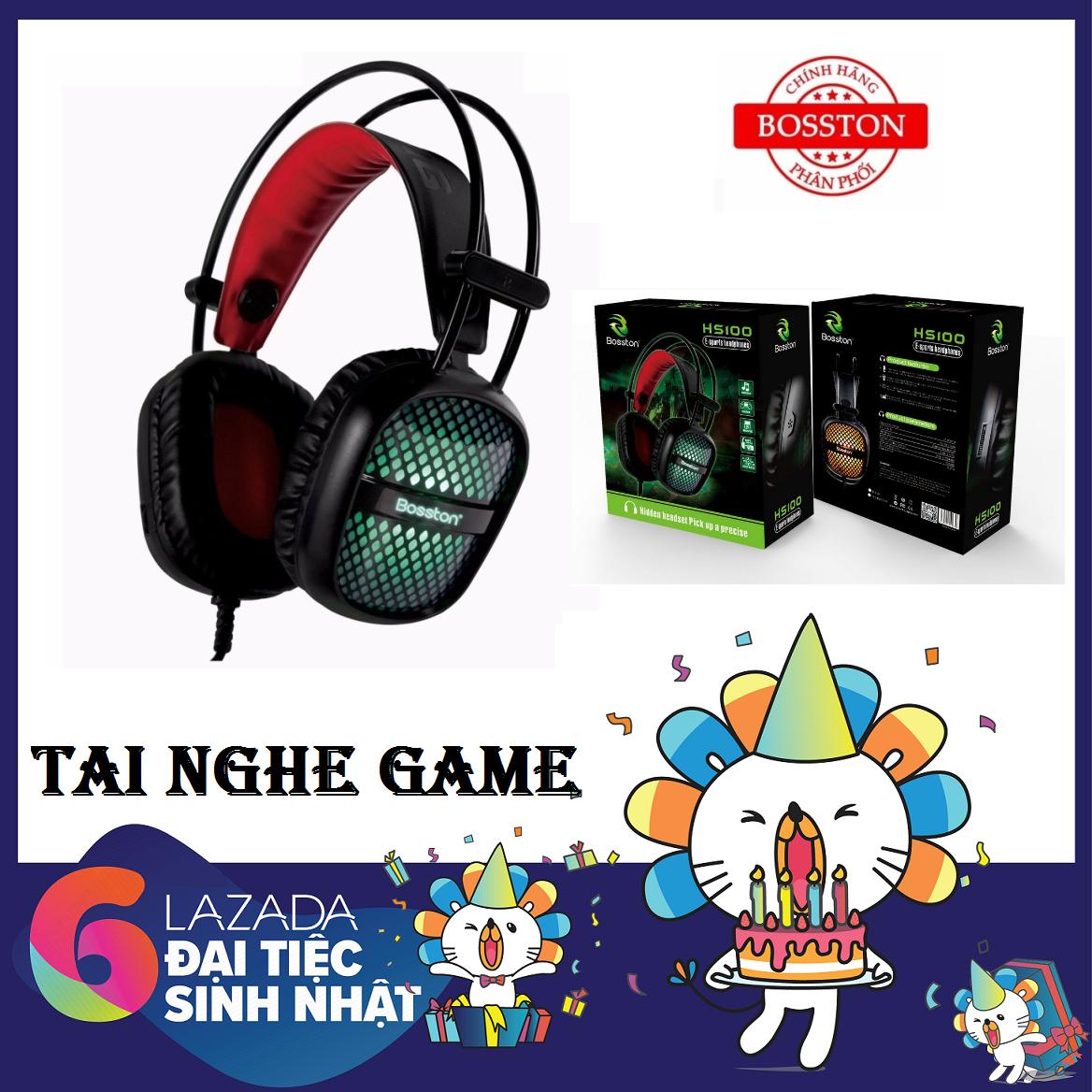 Tai nghe chụp tai chuyên game bosston hs100 led chuyển màu - headphone