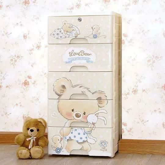 Tủ nhựa 5 tầng hình gấu có khóa