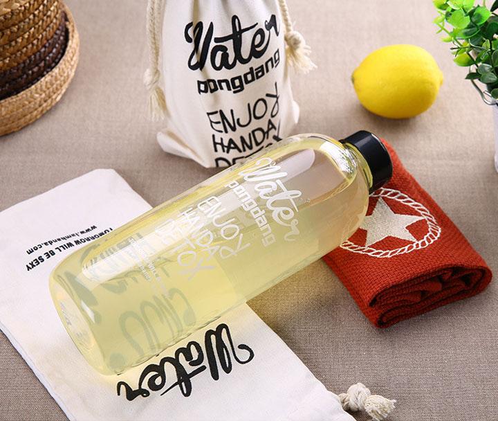 Bình nước Detox Water Pongdang 600ml tặng 1 Túi Vải Vintage