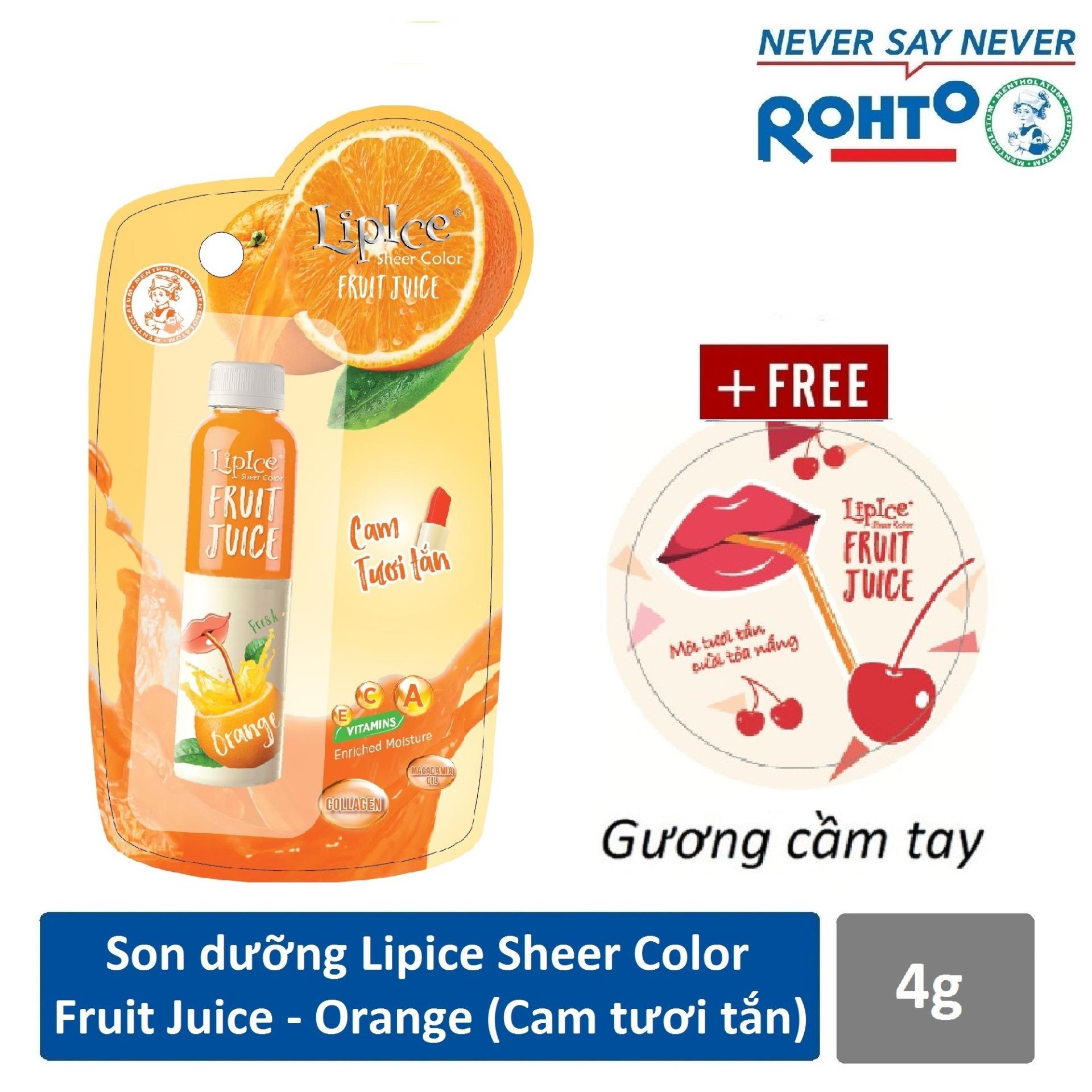 Son dưỡng chiết xuất trái cây Lipice Sheer Color Fruit Juice Orange 4g (Cam Tươi Tắn) + Tặng gương cầm tay xinh xắn