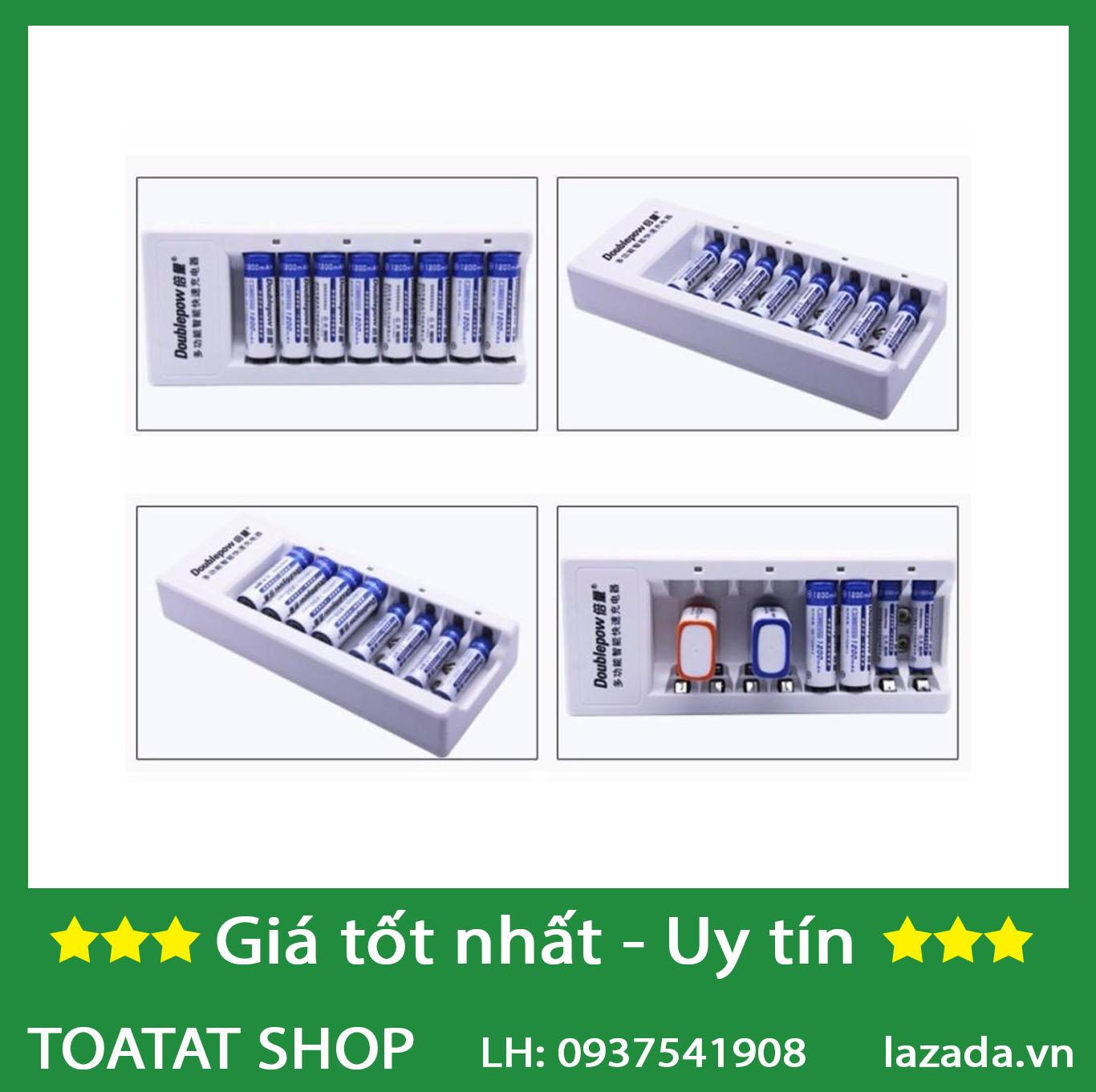 Máy sạc pin tiểu, pin vuông 9v, pin đũa đa năng k08 doublepow