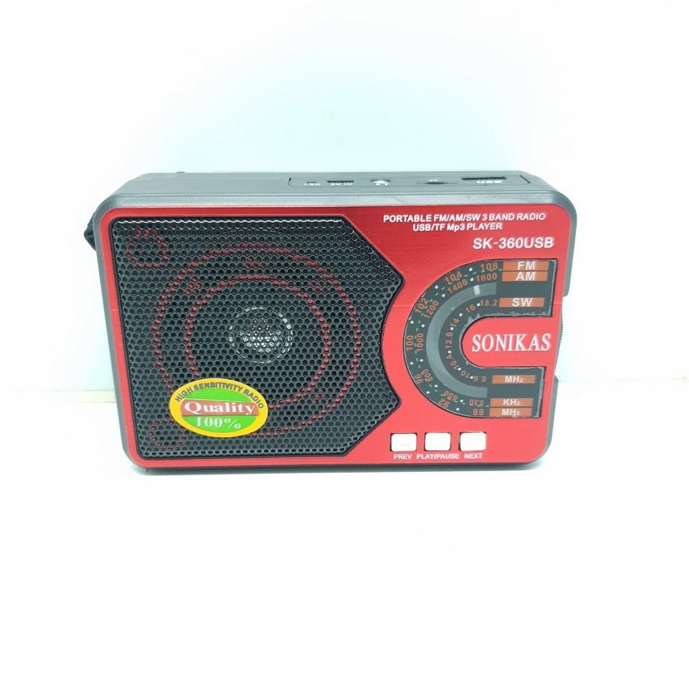 Đài Radio Pin Sạc SONIKAS SK-361 FM/AM/SW/USB/SD