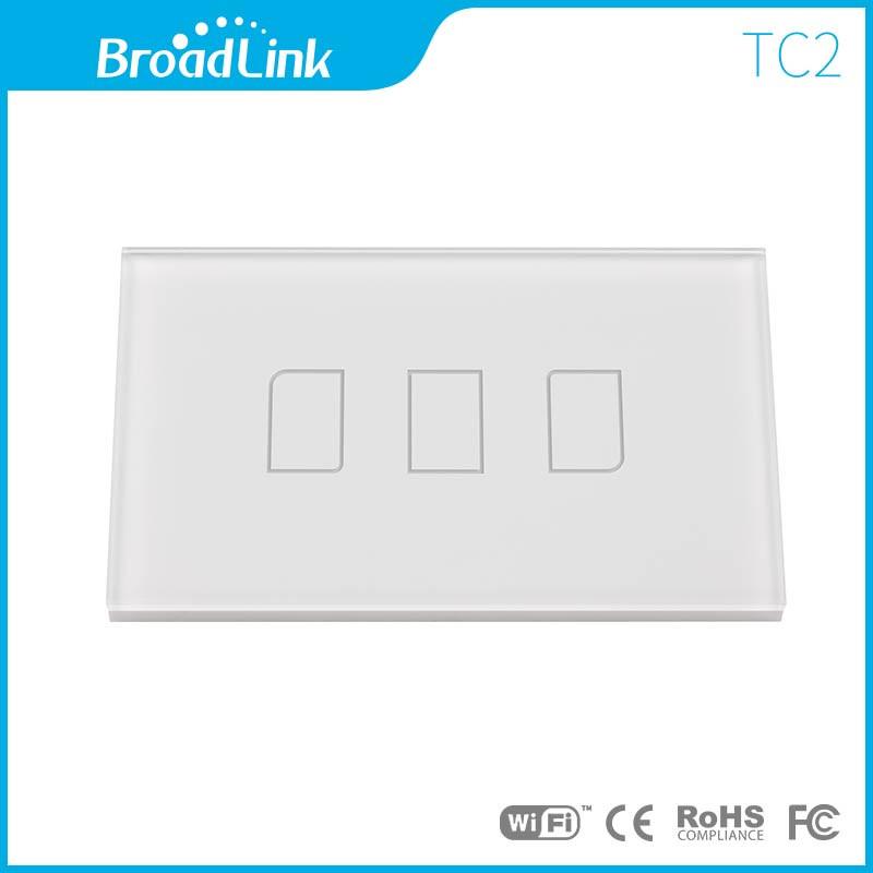 Công tắc cảm ứng thông minh broadlink tc2 hình chữ nhật 3 nút