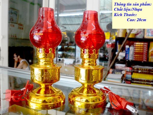 [HCM]Cặp Đèn dầu đỏ cắm điện bóng cà na cao 20cm-Có video sản phẩm