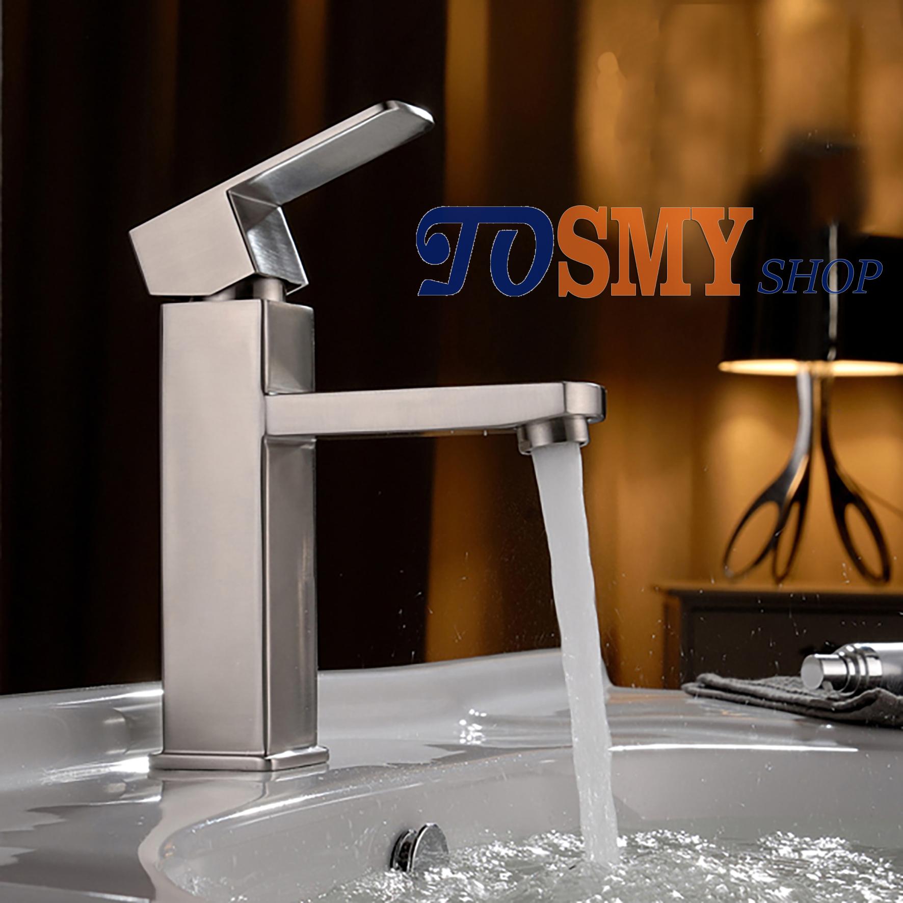 [HCM]BỘ VÒI RỬA MẶT LAVABO NÓNG LẠNH CAO CẤP INOX 304 KLNI02 (VUÔNG)