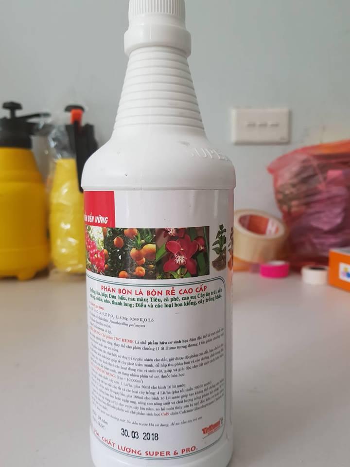 phân hữu cơ axit humic đậm đặc cải tạo đất TNC hume chai 1 lít