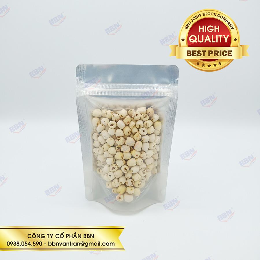 Túi zipper đáy đứng mặt trong mặt bạc 12x17cm TL 100g