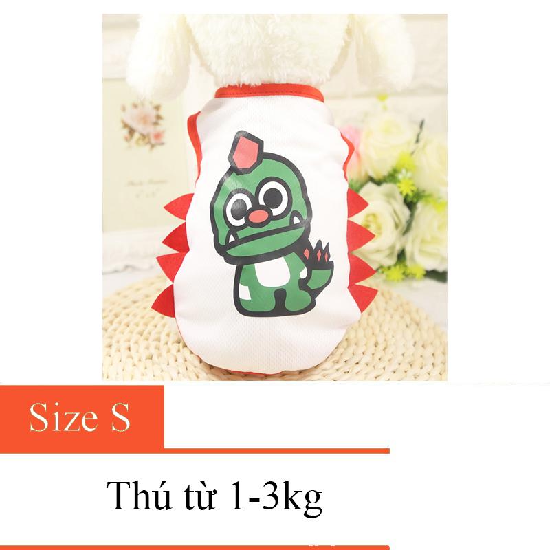 Áo ba lỗ cho chó mèo - áo khủng long - quần áo chó mèo - 012 size s
