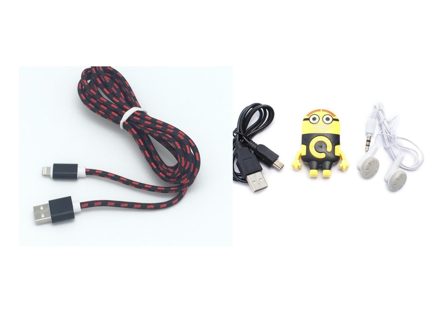 Máy nghe nhạc MP3 Minion tặng kèm Dây sạc Iphone dài 2m có hỗ trợ sạc nhanh ( giao hàng mầu ngẫu nhiên )