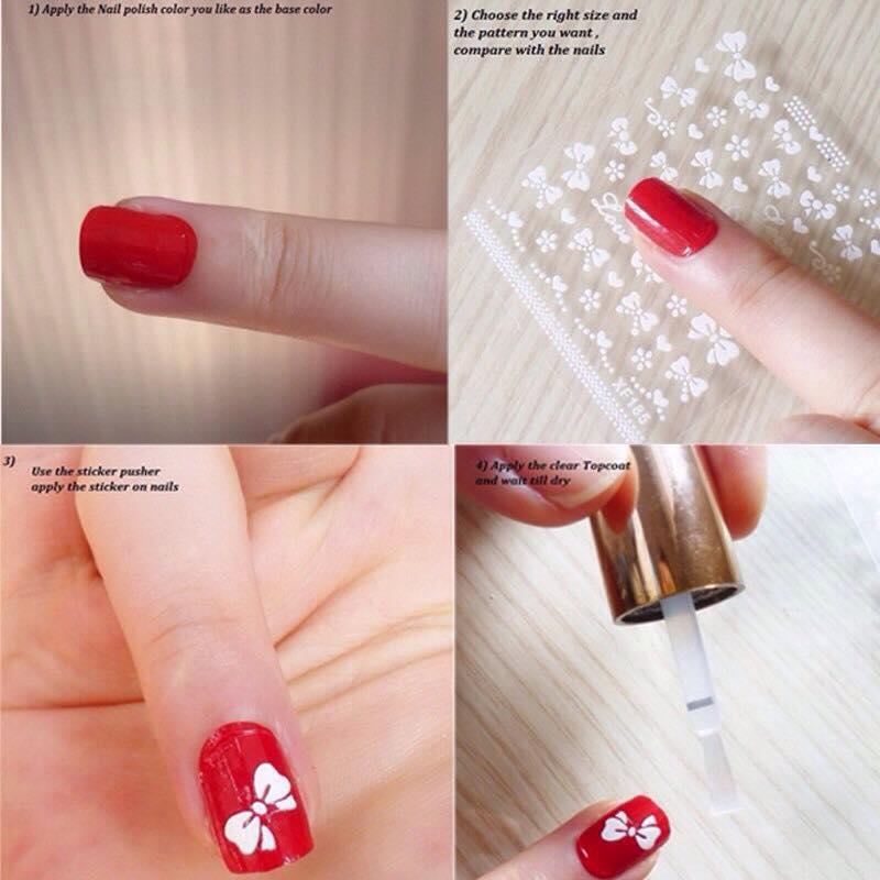 Sticker nail - miếng dán trang trí móng tay 3d hình thỏ, mèo