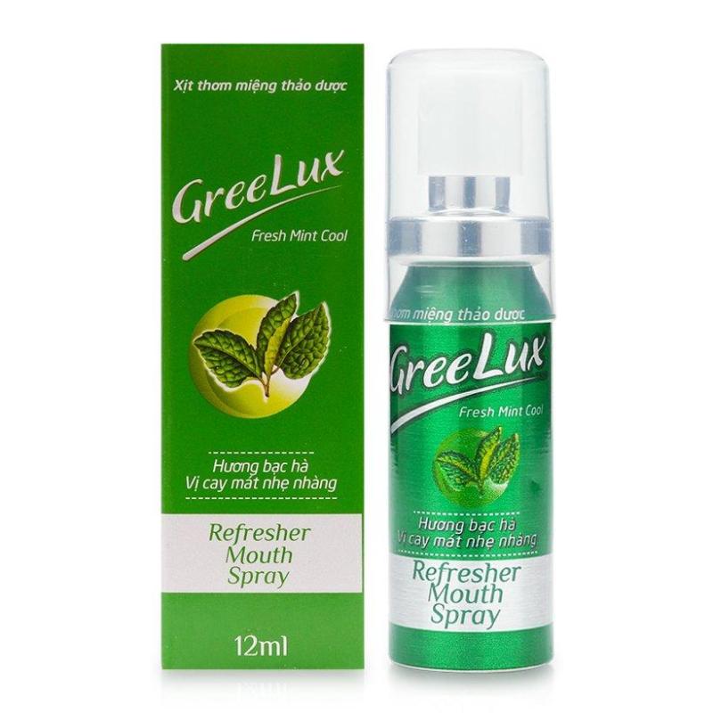 Xịt thơm miệng thảo dược Greelux Fresh Mint Cool xanh lá 12ml giúp khử mùi hôi miệng nhập khẩu