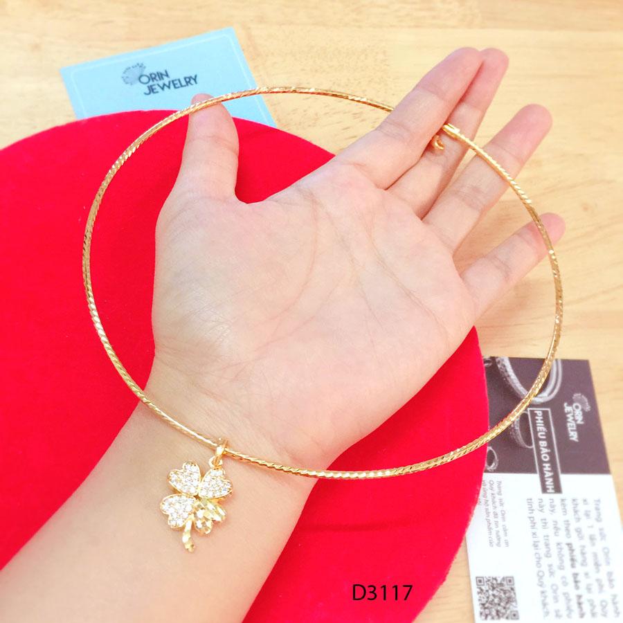 Kiềng cổ mạ vàng mặt cỏ 4 lá đính đá cao cấp Orin D3117 - Long Tien
