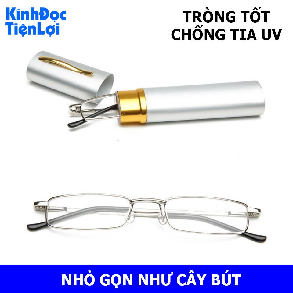 Kính lão Kính đọc sách như cây bút, có hộp đựng tiện lợi Màu BẠC