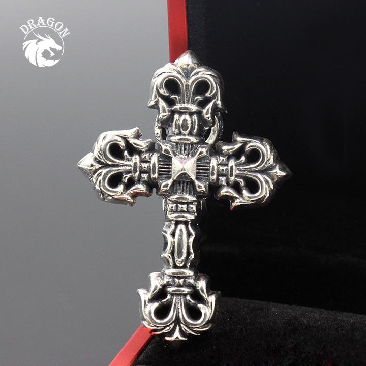 Mặt dây chuyền bạc nam, mặt dây chuyền bạc thái, mặt dây chuyền thập tự chrome heart 2 bản lớn chất liệu bạc thái - bạc nam dragon