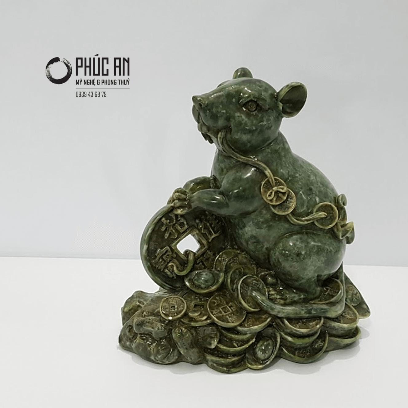Tượng đá 12 con giáp phúc an - tượng đá con chuột cao 17cm
