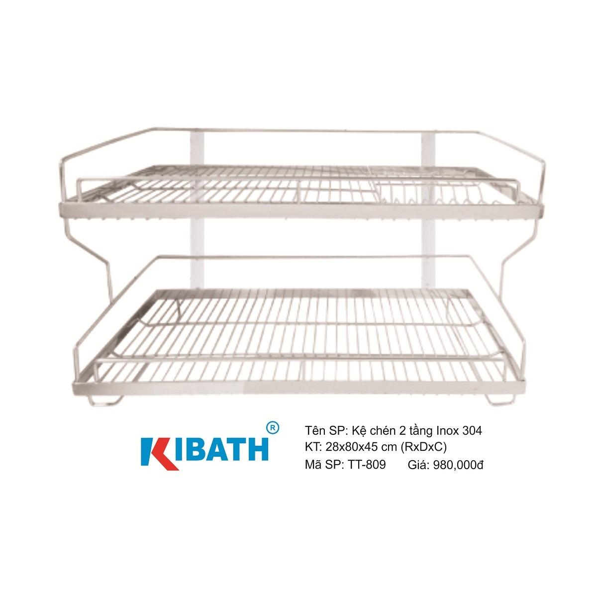 Kệ chén 2 tầng treo kibath inox 304 tt-809