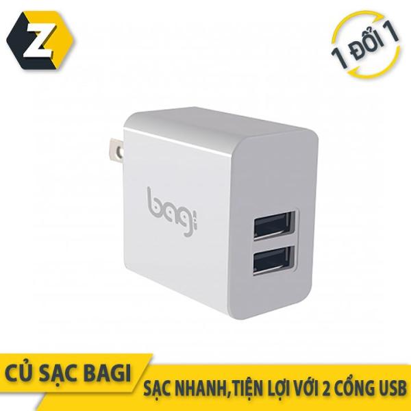 Củ sạc nhanh 2 cổng USB Bagi tiêu chuẩn châu Âu - Made in Việt Nam -Bảo hành 12 tháng