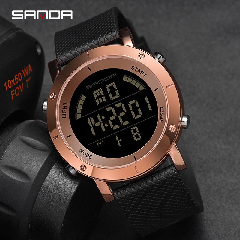 [HCM]Đồng hồ điện tử Nam SanDa 410 đa chức năng Dây PU - DH1001(F)