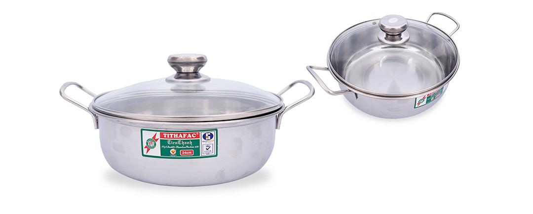 Nồi lẩu inox kiếng tithafac 24 cm