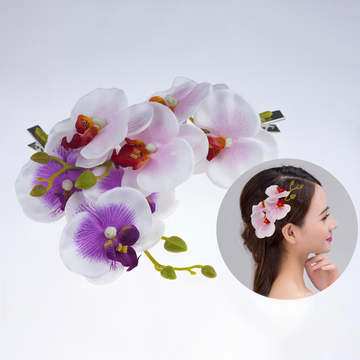 Cài tóc cô dâu hoa phong lan sang trọng phụ kiện biểu diễn, dự sự kiện tiệc sang trọng