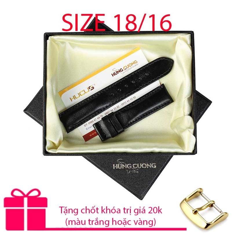 Dây đồng hồ nam da bò thật hùng cường hc8305