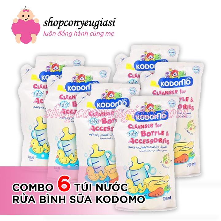 [HCM]Combo 6 Bịch Nước Rửa Bình Sữa Kodomo 700ml/Túi