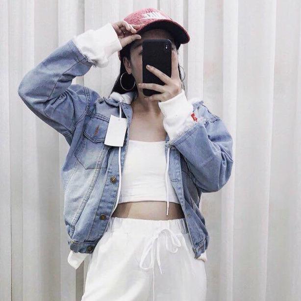 Áo khoác jean nữ cao cấp phối nón asala J004