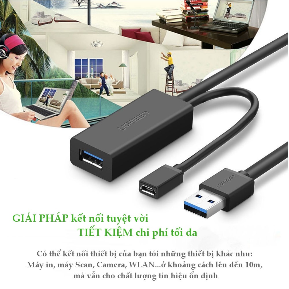 Dây USB 3.0 nối dài active dài 5-10m UGREEN US175 Dây USB 3.0 nối dài active dài 5-10m UGREEN US175