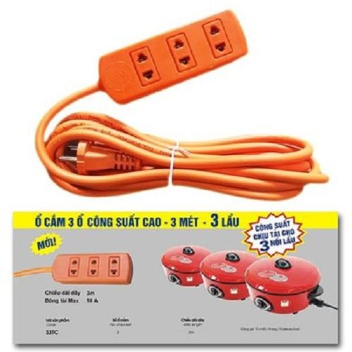 Ổ cắm lioa 3 ổ s3tc - chịu tải 3 nồi lẩu