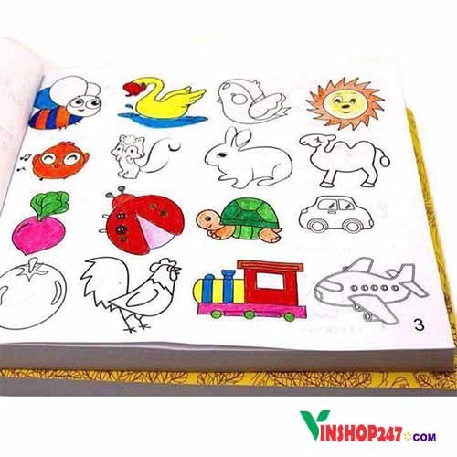 Bộ sách tô màu cho bé 5000 hình tặng kèm 12 cây bút màu