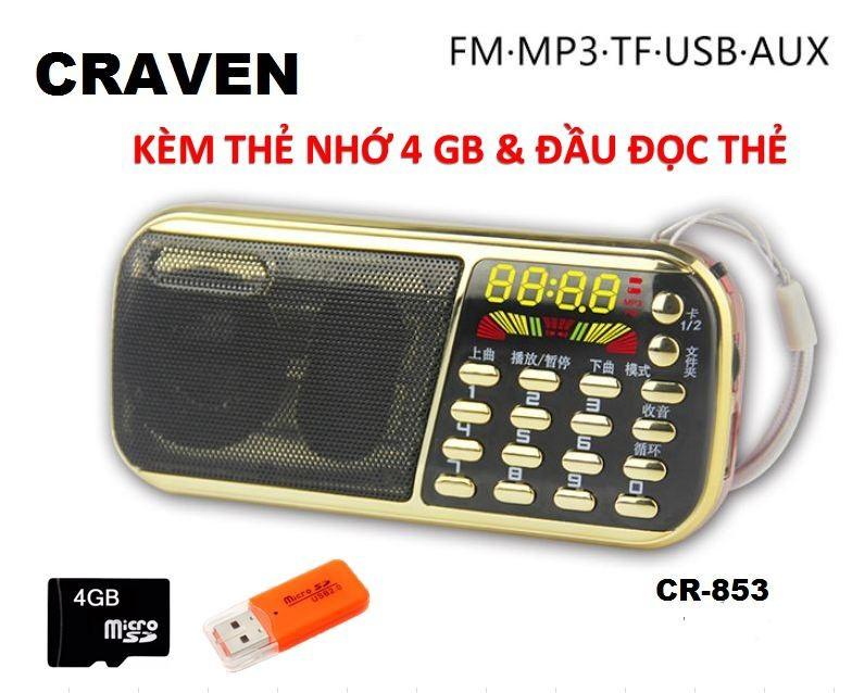 [HCM][Lấy mã giảm thêm 30%] Loa nghe nhạc nghe pháp đài FM CR853 kèm thẻ 4GB / 8GB