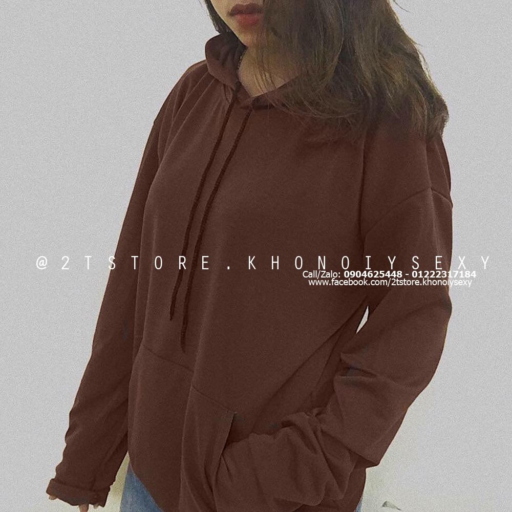 2T STORE ÁO KHOÁC HOODIE NỈ CÓ NÓN TRƠN MÀU nâu 2TAKN08001-5.jpg