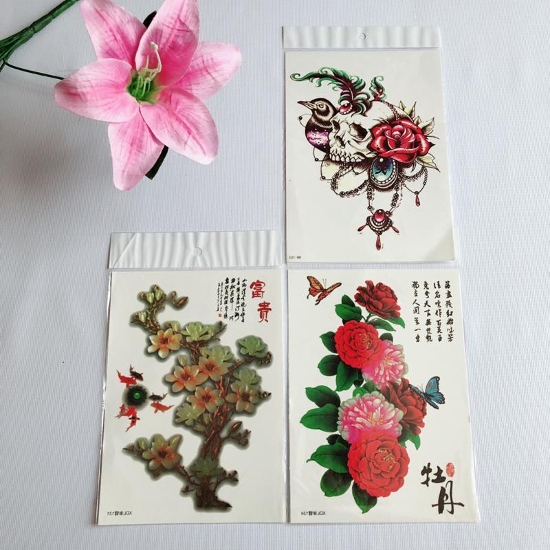 Combo 3 tấm hinh xăm dan hoa bắp tay 15x22cm- mua 1 tặng 1 mini tattoo
