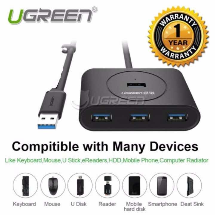 Bộ chia mở rộng hub usb 3.0 bốn cổng dài 30cm Ugreen 20290 black