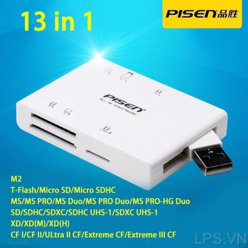 Đầu đọc thẻ nhớ Pisen All-in-1 USB 2.0 - 6 Slot (Trắng)