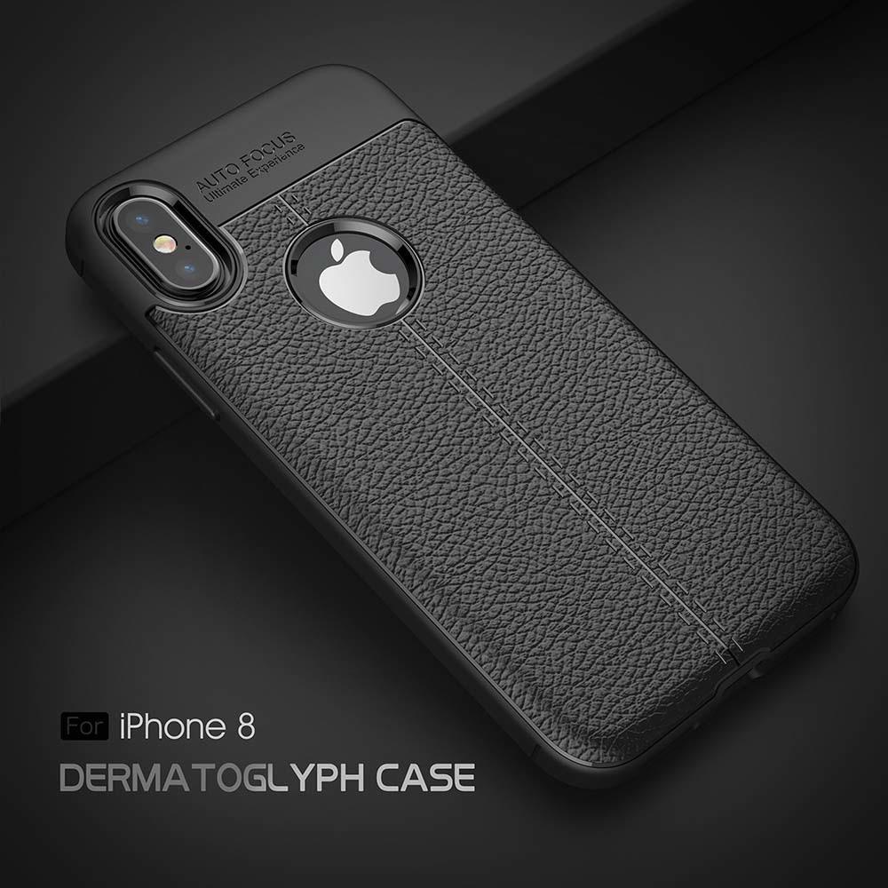 Ốp Lưng Silicon Vân Da Auto Focus cho iPhone X