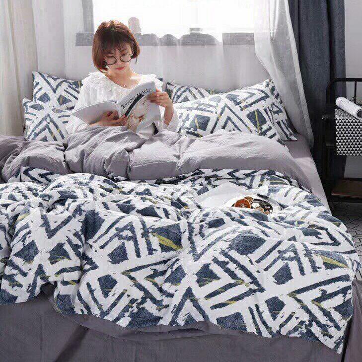 Bộ chăn ga gối cotton đũi hàn quốc