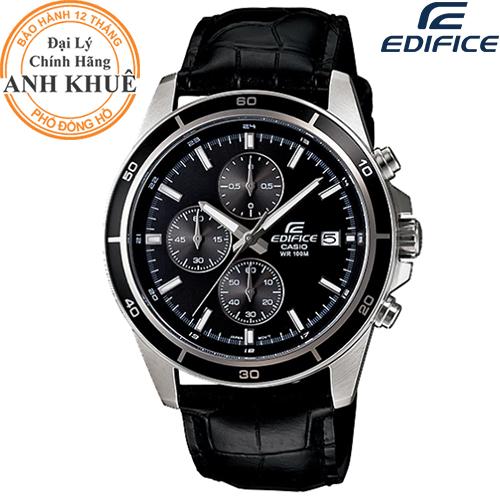 Đồng hồ nam dây da EDIFICE chính hãng Casio Anh Khuê EFR-526L-1AVUDF
