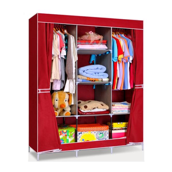 Tủ vải quần áo 3 buồng 8 ngăn khung inox cao cấp